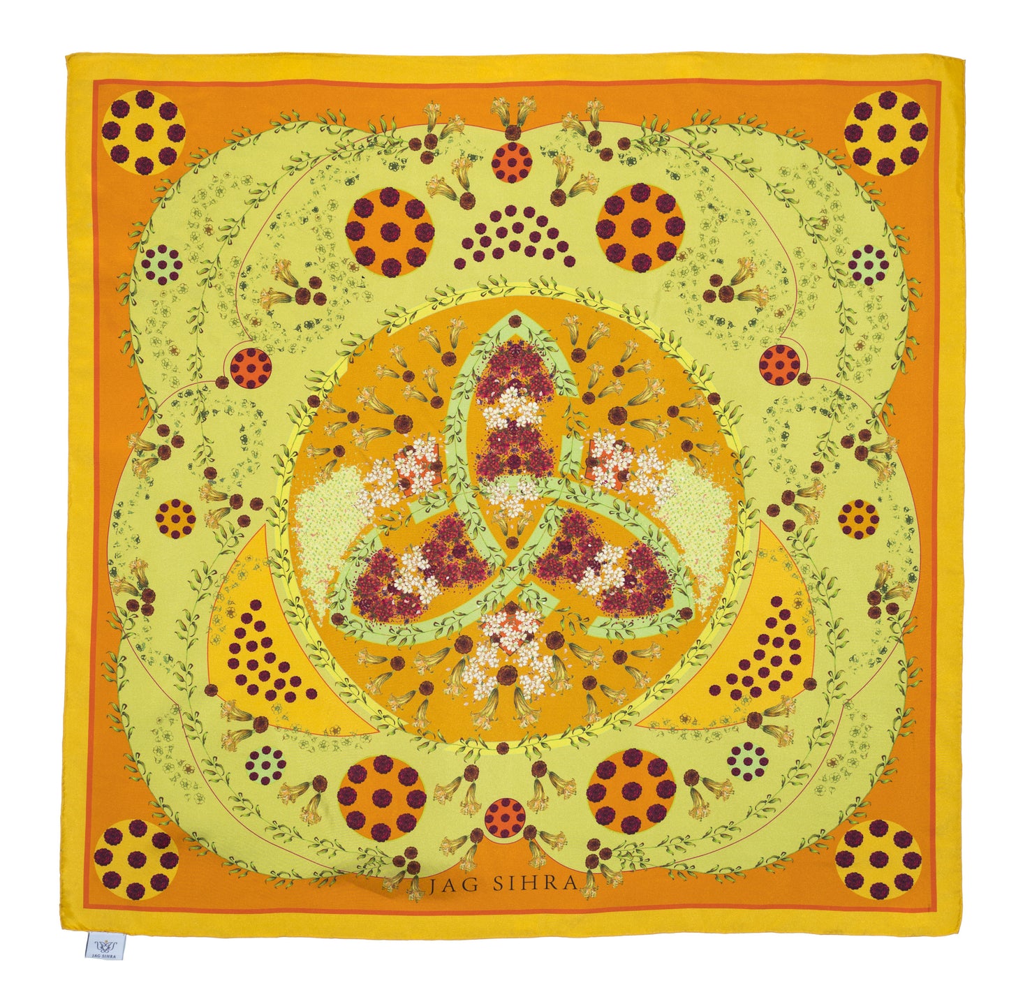 Blossom Large Square Silk Scarf – Orange