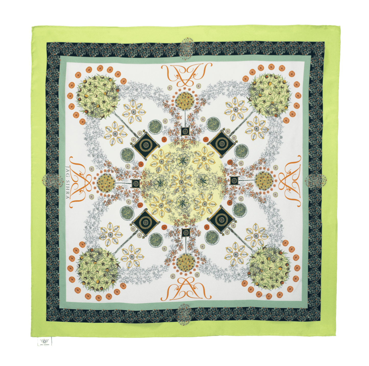 Foliage Large Square Silk Scarf – Jade