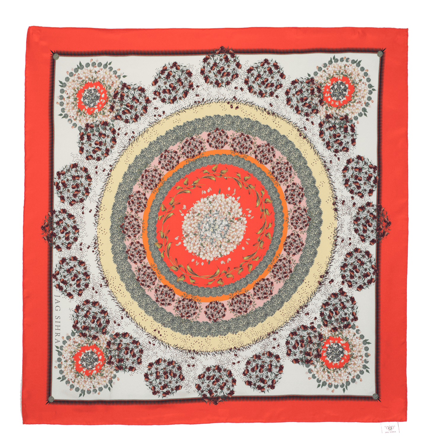 Garland Large Square Silk Scarf – Coral